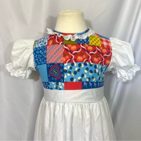 Vintage Nannette 70’s Patchwork Print Maxi Dress 4T Chicken Hippie Boho - Picture 2 of 12